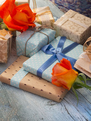 gift boxes in decorative arrangement