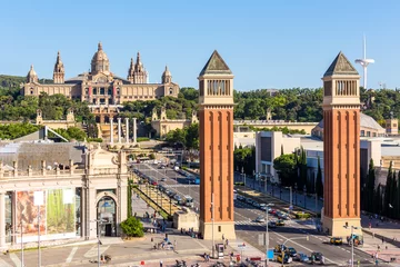 Poster Aeria view of barcelona city and plaza espanya ,Spain © basiczto