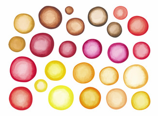 Big set of red yellow brown watercolor label