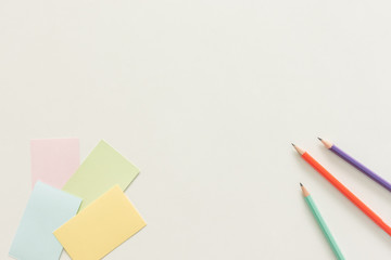 Minimal work space - Creative flat lay photo of workspace desk with business card with blank screen on copy space white background. Top view , flat lay photography.