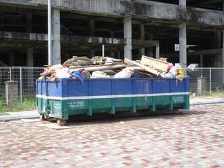 Construction wasted disposal bin used to collect rubbish and unused material at the construction...
