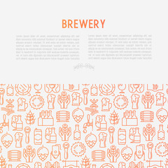 Fototapeta na wymiar Beer concept with thin line icons related to brewery and Beer October Festival. Modern vector illustration for banner, web page, print media with place for text.