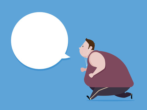 Fat man jogging To lose weight And healthy body. vector  illustration