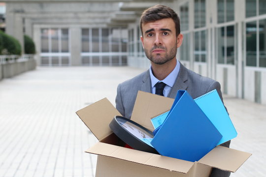 Hopeless Businessman Getting Fired Isolated 
