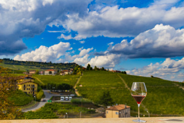 Glass of wine enjoying the view of the hills