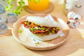 Korean style spicy pork stream bun