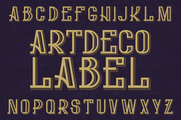 Artdeco Label typeface. Retro font. Isolated english alphabet.