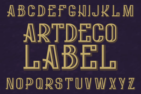 Artdeco Label Typeface. Retro Font. Isolated English Alphabet.