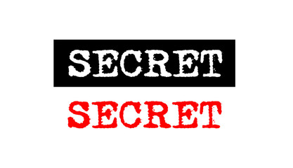 secret rubber stamp badge with typewriter set text logo design