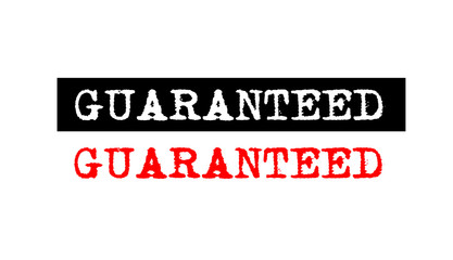 guaranteed rubber stamp badge with typewriter set text logo design