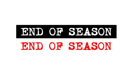 Fototapeta premium end of season rubber stamp badge with typewriter set text logo design