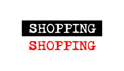 shopping rubber stamp badge with typewriter set text logo design
