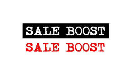sale boost rubber stamp badge with typewriter set text logo design