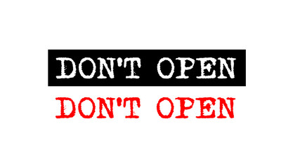 don’t open rubber stamp badge with typewriter set text logo design