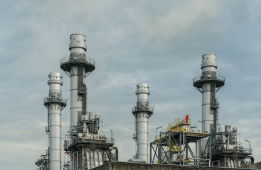 Oil refinery at cloudy
