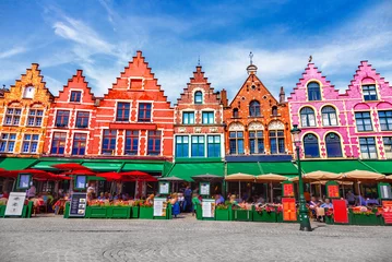 Fotobehang Grote Markt square in Brugge © adisa
