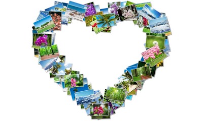 Heart shape made of nature photos