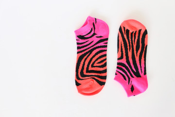 colorful socks on white background , beautiful fashion , child dressing