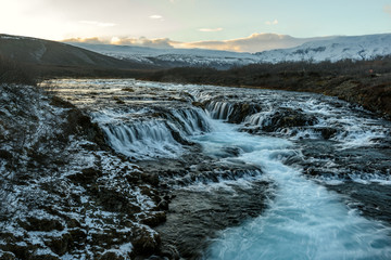 Hidden beautiful bruarfoss waterfall in Iceland