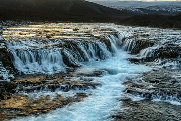 Fototapeta premium Hidden beautiful bruarfoss waterfall in Iceland