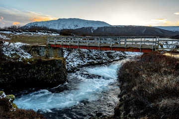 Hidden beautiful bruarfoss waterfall in Iceland