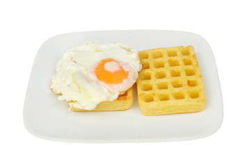 Fried egg and waffles