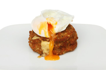 Poached egg on fishcake
