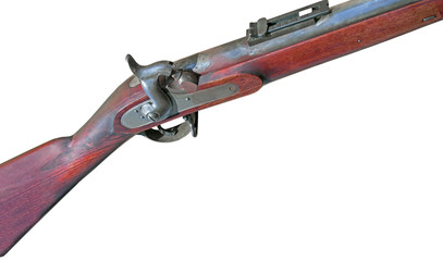 Antique muzzle loading firearm isolated on white