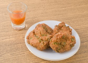 Thai Fish Cakes Served With Sweet Spicy Sauce