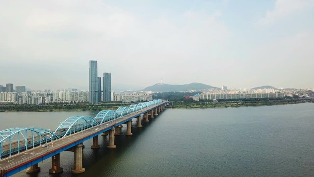 Aerial view Seoul City at Dongjak Bridge in Seoul,South Korea