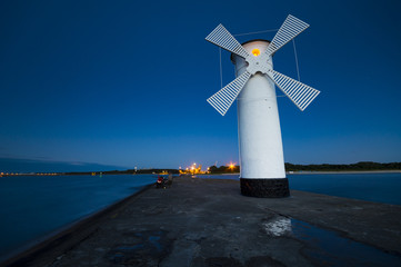 lighthouse in the shape of a windmill, island of Usedom, Swinoujscie, Poland