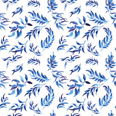 Blue and purple leaves ornament pattern
