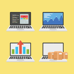 Laptop illustration front view, business design