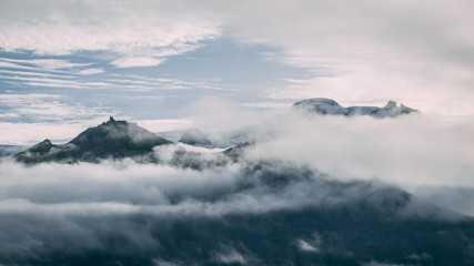 Staftafell Mountains in fog
