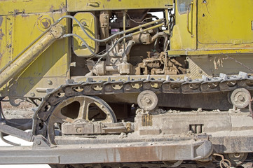 Fototapeta na wymiar part of modern excavator machines isolated on white