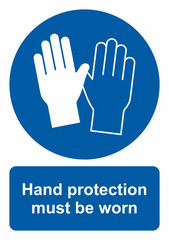 Obraz premium Safety sign, Hand protection must be worn