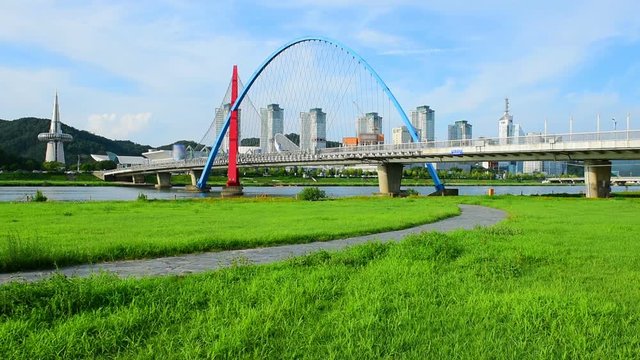 Daejeon Expo bridge and meadow,South Korea