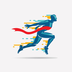running man vector symbol, sport and competition concept background