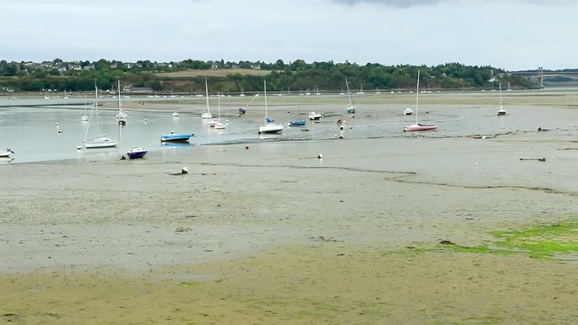 La rivi&egrave;re Rance &agrave; mar&eacute;e basse