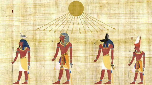 Gods and Pharaohs Under the Egyptian Sun Symbol