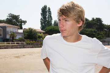 Handsome young boy posing during summer holidays