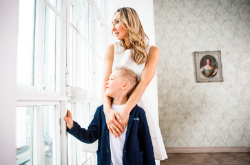 Moms and kids spending time in the living room