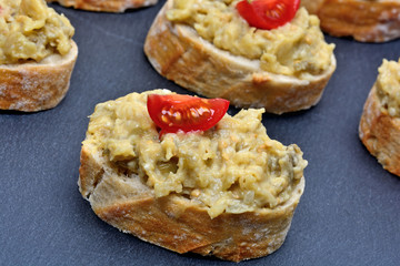 Eggplant salad on bread
