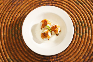 Indian Chaat Dahi Bhalle with Curd and Sweet Sauce