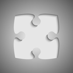One Grey Piece Flat Puzzle Jigsaw - Vector