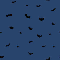 vector black flying bats silhouettes seamless pattern