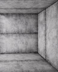 Abstract white interior of an empty room with a concrete wall, a floor and a ceiling