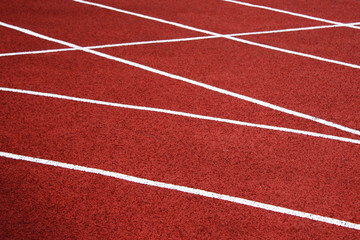 Fototapeta premium Sports dividing bands for competitions on old bitumen treadmill.