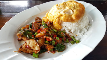 crispy pork belly with Thai basil