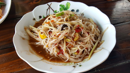 Thai Pound dried rice noodles cook in original Thai style